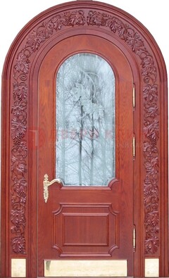 Толстая металлическая арочная дверь со стеклом ДА-20 в Егорьевске