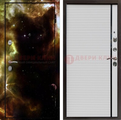 Стальная дверь с фотопечатью космоса ДФ-14 в Троицке