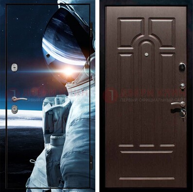Стальная дверь с фотопечатью космонавта ДФ-4 в Егорьевске