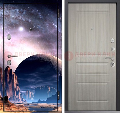 Железная дверь с фотопечатью космоса и планеты ДФ-50 в Егорьевске