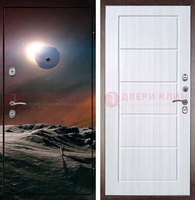 Стальная дверь с фотопечатью планет ДФ-8 в Оренбурге