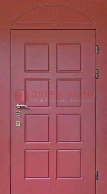 Красная стальная дверь с верхней фрамугой ДФГ-13 в Егорьевске