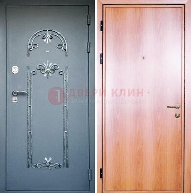 Железная дверь с ковкой ламинат внутри ДК-11 в квартиру в Егорьевске