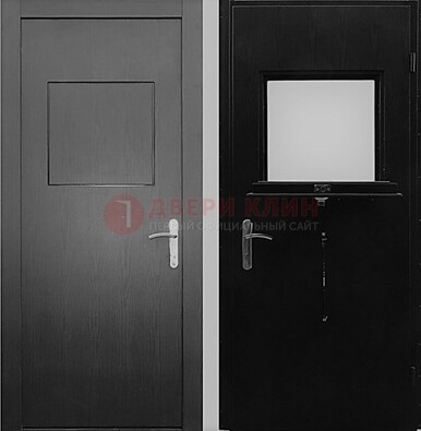 Черная стальная дверь в кассу ламинат внутри ДКС-3 в Луховицах