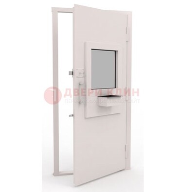 Белая металлическая дверь в кассу с нитроэмалью ДКС-4 Кириши