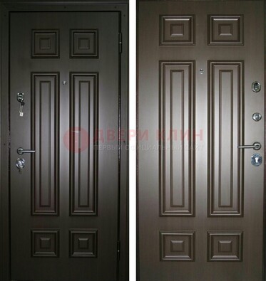 Темная металлическая дверь с МДФ ДМ-136 в квартиру в Егорьевске