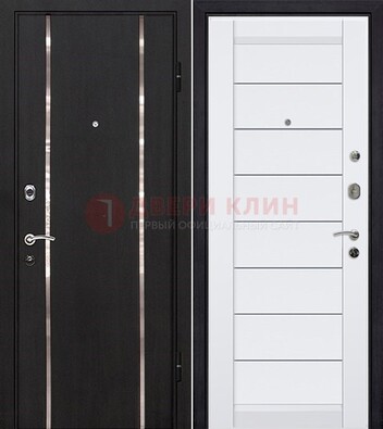 Черная входная дверь с МДФ и декоративными вставками ДМ-143 в Егорьевске