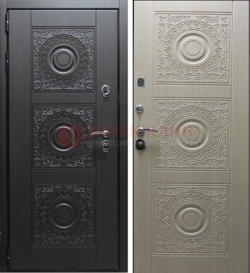 Темная стальная дверь с МДФ ДМ-161 для коттеджа в Егорьевске