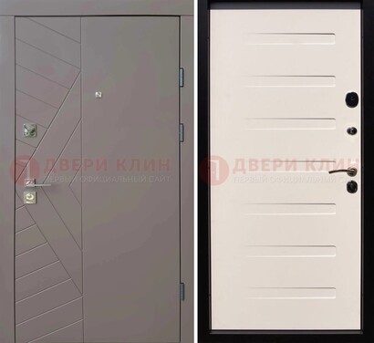Светло-серая стальная филенчатая дверь с МДФ ДМ-199 в Куровском
