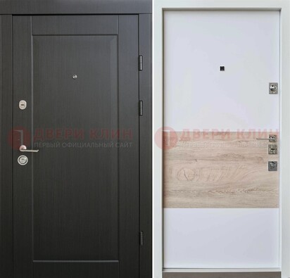 Черная металлическая дверь с белой МДФ внутри ДМ-230 в Егорьевске