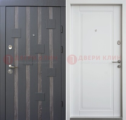 Темная металлическая дверь c белом МДФ внутри ДМ-231 в Егорьевске