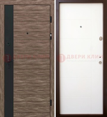 Коричневая входная дверь с черной вставкой МДФ ДМ-239 в Егорьевске