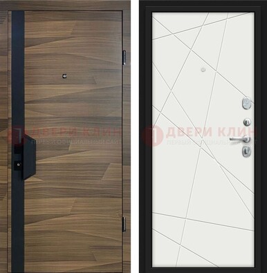 Стальная коричневая дверь МДФ c черной вставкой ДМ-267 в Егорьевске