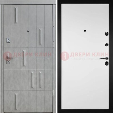 Серая стальная дверь с рисунком МДФ и внутри Белый ясень ДМ-280 в Егорьевске