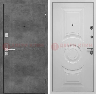 Металлическая серая дверь с МДФ светло-серой внутри ДМ-287 в Егорьевске
