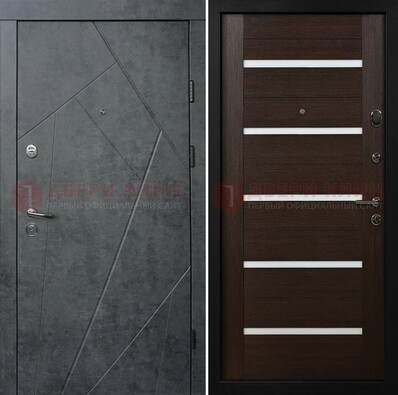 Металлическая серая дверь с филенчатой МДФ ДМ-289 в Егорьевске