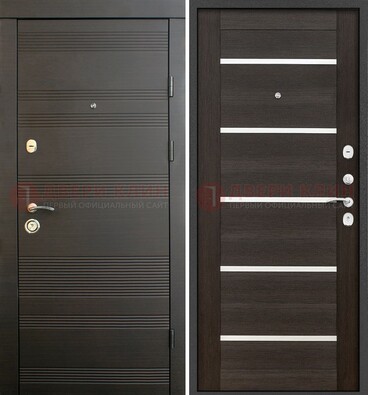 Черная металлическая входная дверь и внутри коричневый МДФ ДМ-301 в Егорьевске