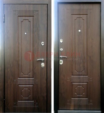 Коричневая металлическая дверь с МДФ ДМ-32 на дачу в Егорьевске
