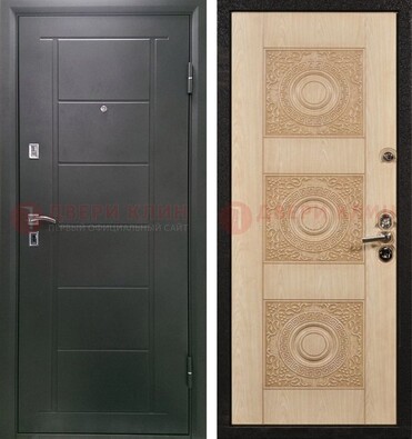 Темная железная дверь с МДФ в квартиру ДМ-344 в Егорьевске