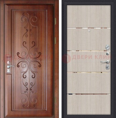 Металлическая дверь с панелями МДФ и вставками ДМ-358 в Егорьевске