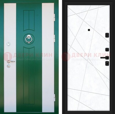 Зеленая железная дверь с панелями МДФ ДМ-369 в Егорьевске