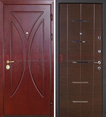 Темно-красная железная дверь с МДФ ДМ-370 в Егорьевске