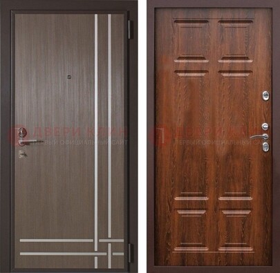Темно-коричневая металлическая дверь с МДФ ДМ-373 в Долгопрудном