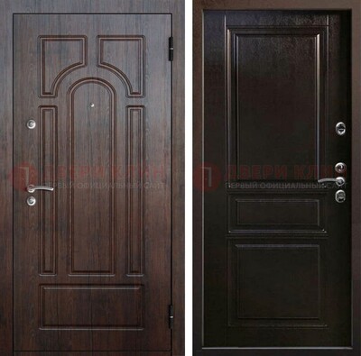 Железная дверь с коричневыми панелями МДФ ДМ-382 в Тамбове