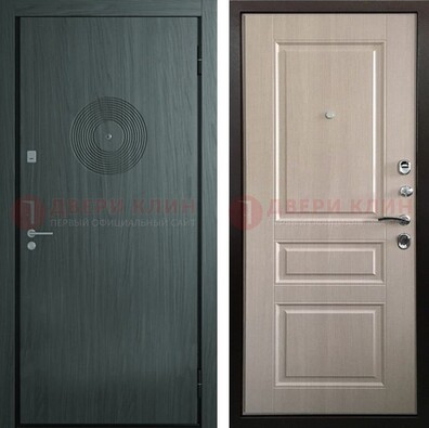 Темная железная дверь с МДФ панелями в квартиру ДМ-389 в Егорьевске