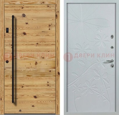 Металлическая дверь с МДФ в светлом цвете ДМ-412 в Егорьевске