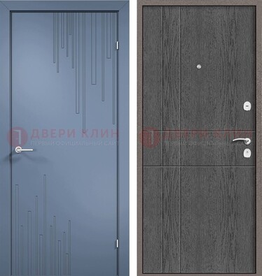 Синяя металлическая дверь МДФ в квартиру ДМ-434 в Егорьевске