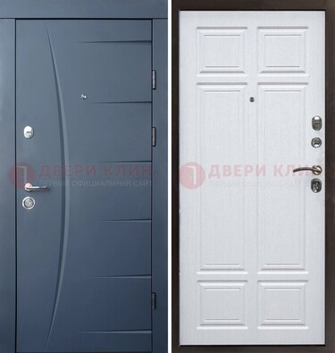 Темно-синяя стальная дверь МДФ белая внутри ДМ-435 в Егорьевске