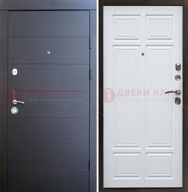 Коричневая железная дверь МДФ белая внутри ДМ-436 в Егорьевске