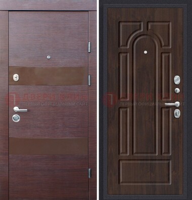 Железная дверь с коричневыми МДФ ДМ-464 в Санкт-Петербурге