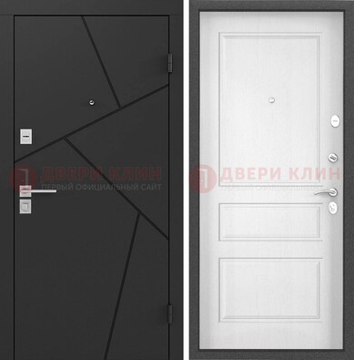 Черная металлическая дверь с белой МДФ внутри ДМ-465 в Егорьевске