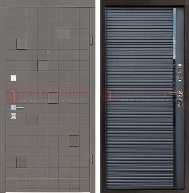 Темная стальная дверь с панелями МДФ хайтек ДМ-467 в Егорьевске