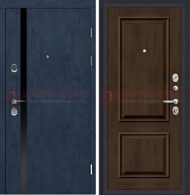 Синяя входная дверь МДФ с обеих сторон ДМ-473 в Егорьевске