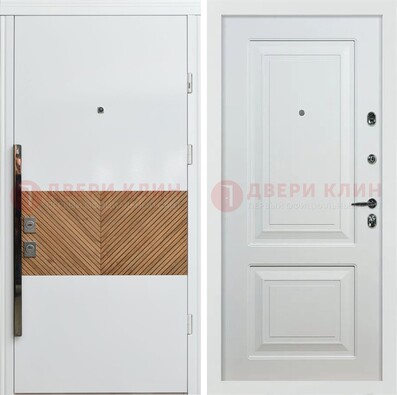 Белая железная дверь с МДФ в квартиру ДМ-476 в Егорьевске