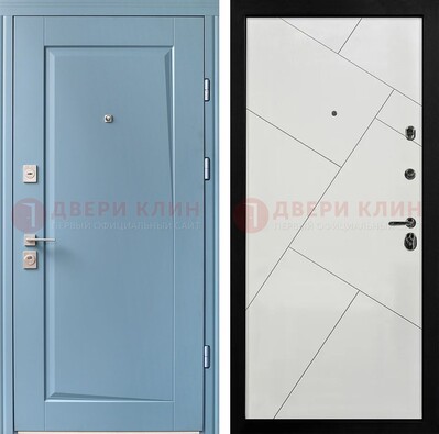 Синяя железная дверь с МДФ панелями ДМ-491 в Егорьевске