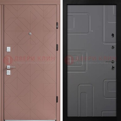 Красная стальная дверь в квартиру с МДФ хайтек ДМ-493 в Чебоксарах