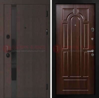 Темная входная дверь с МДФ панелями в квартиру ДМ-499 в Липецке
