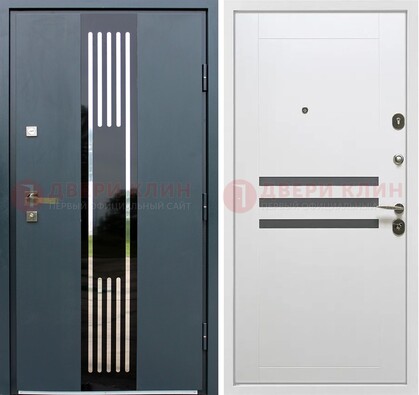 Темная квартирная дверь с разными МДФ ДМ-504 в Егорьевске