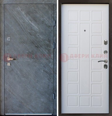 Железная дверь с МДФ серая и белая ДМ-505 в Егорьевске