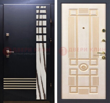 Черная железная дверь с МДФ панелями ДМ-510 в Егорьевске