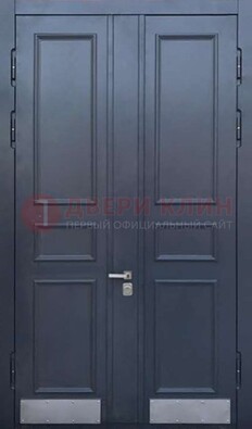 Черная двухстворчатая дверь для улицы с МДФ ДМ-535 в Егорьевске