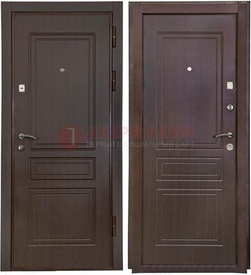 Антивандальная коричневая железная дверь с МДФ ДМ-61 Кириши