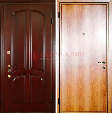 Темная железная дверь с массивом дуба ДМД-13 в Егорьевске