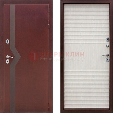 Бордовая металлическая дверь с порошковым напылением ДП-100 в Егорьевске