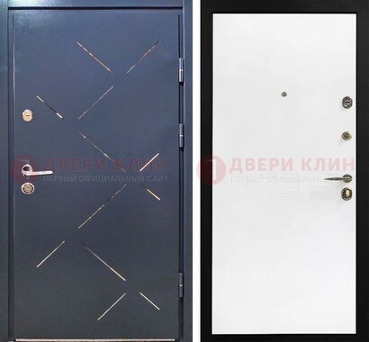 Синеватая дверь с порошковым напылением и зеркальными вставками ДП-208 в Перми