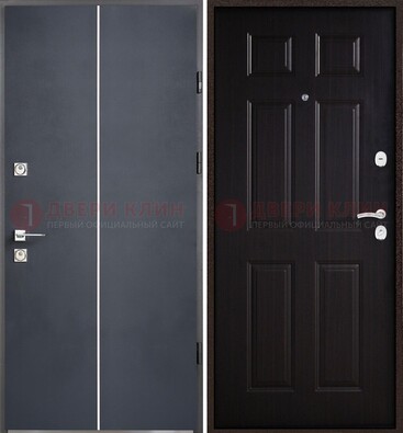 Железная дверь с порошковым покрытием и отделкой Темный орех внутри ДП-211 в Перми